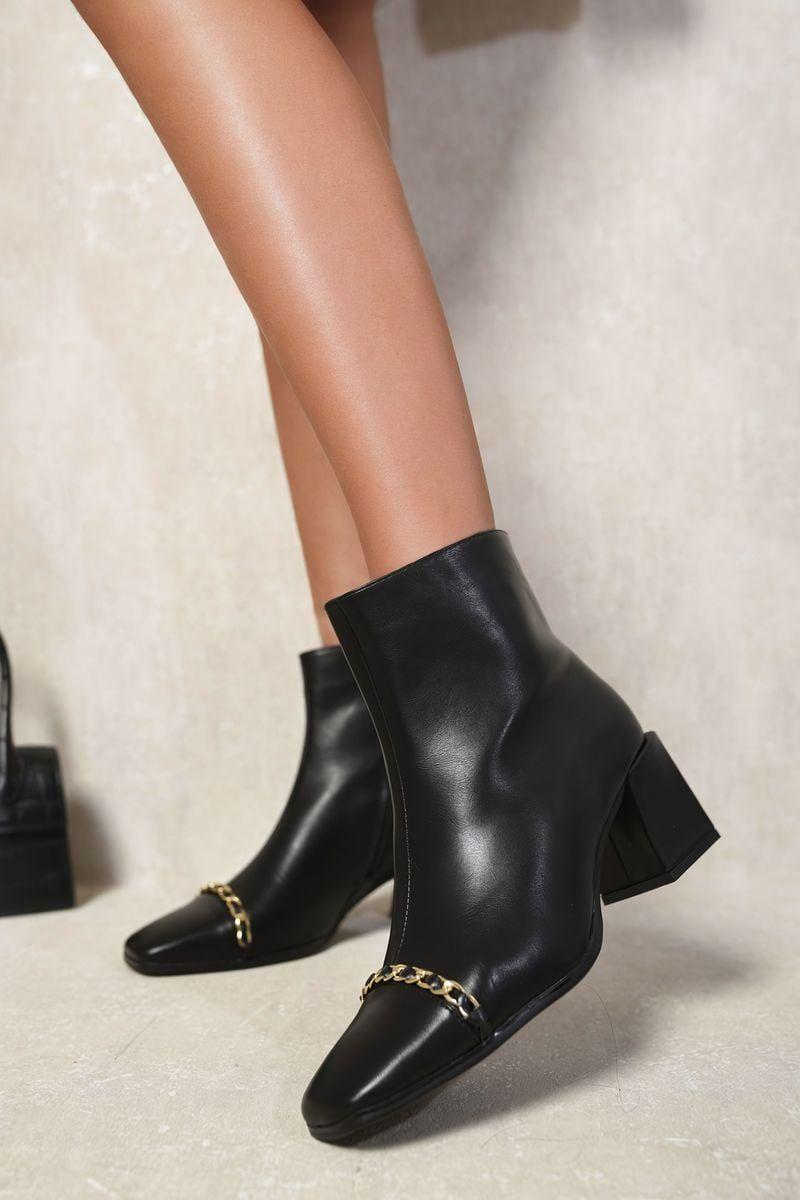 Astrid Two Tone Side Zip Block Heel Ankle Boots by IKRUSH