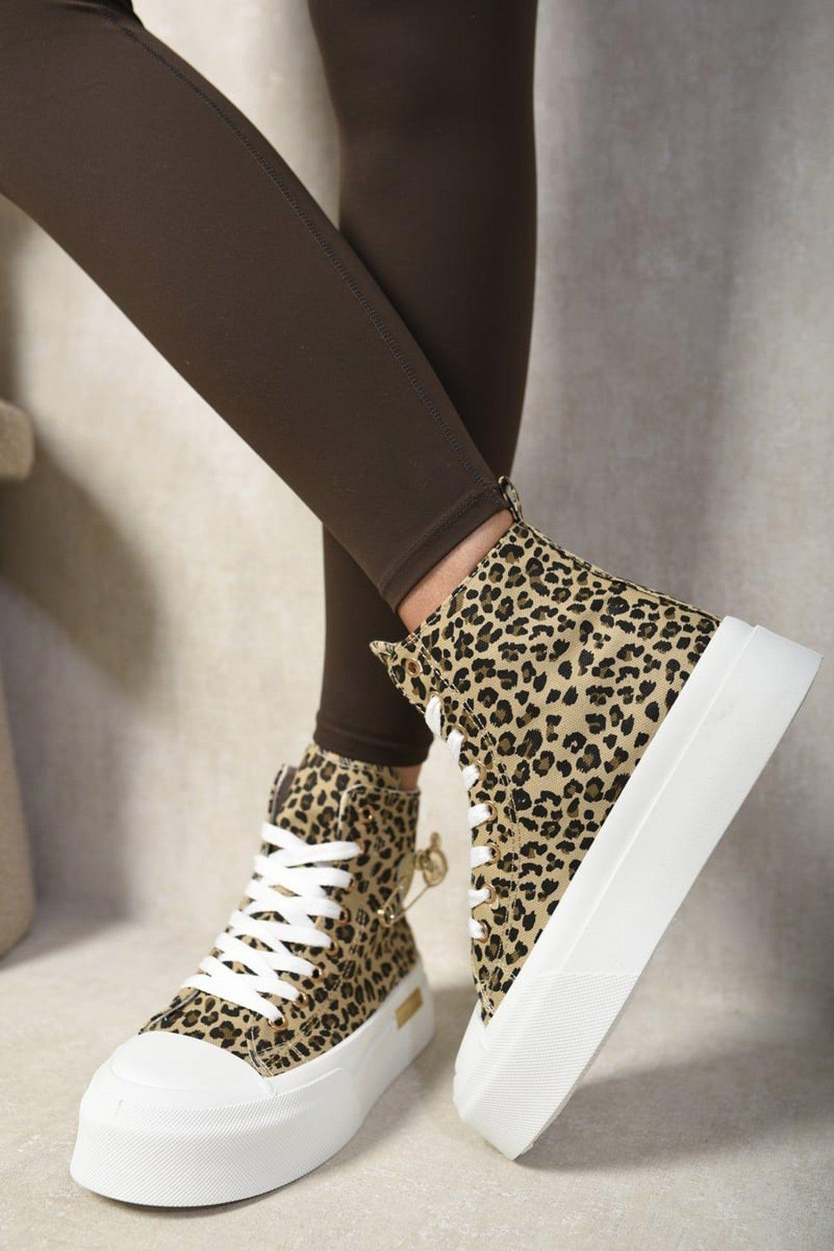 Dana High Top Lace Up Platform Ankle Trainers With Decorative Detail by IKRUSH