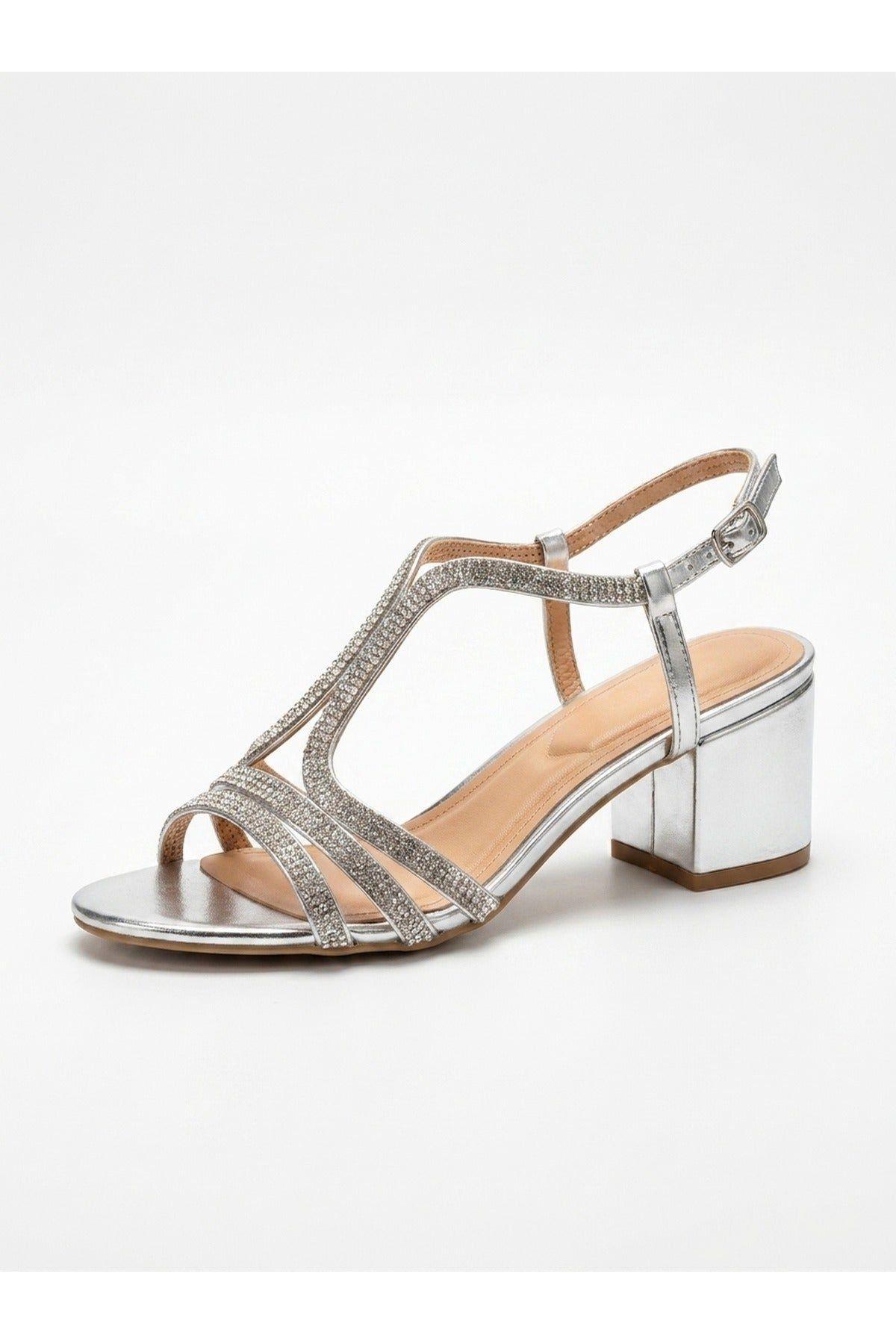 Edie Metallic T Strap Rhinestone Sandals by IKRUSH