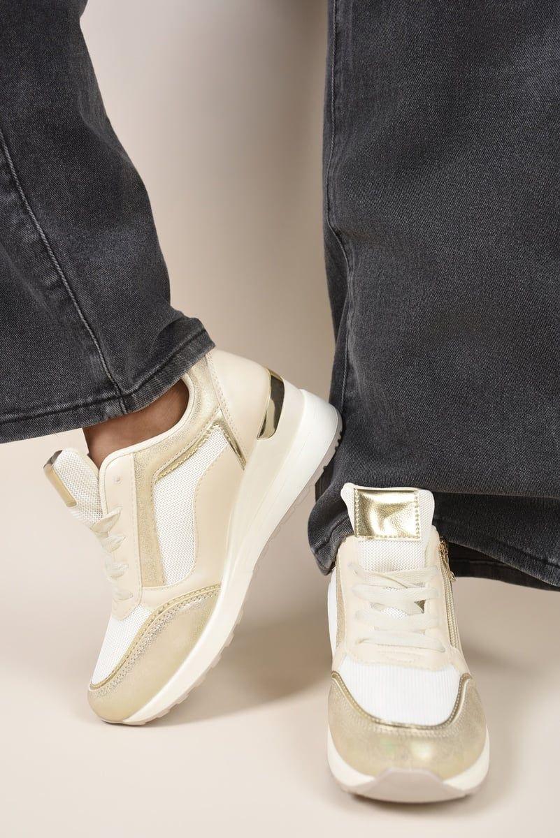 Elira Zip Side Mesh Panel Wedge Trainers by IKRUSH