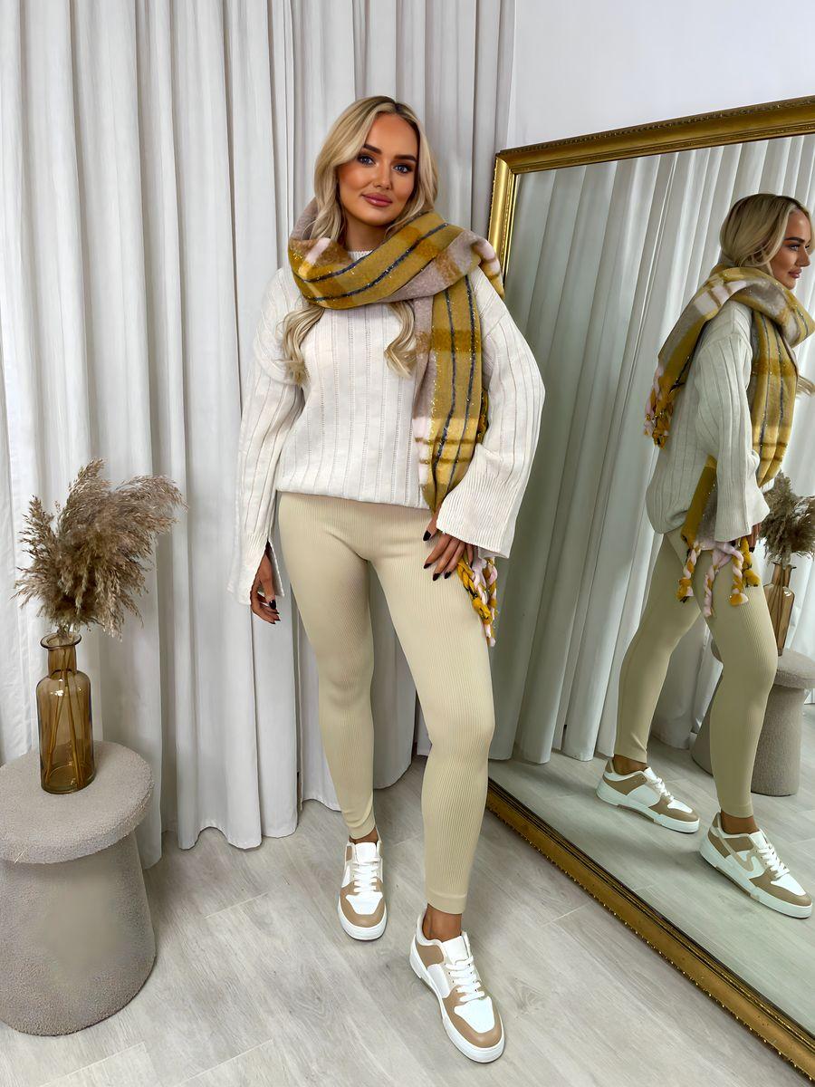 Gabriela High Waisted Rib Curvy Leggings by IKRUSH