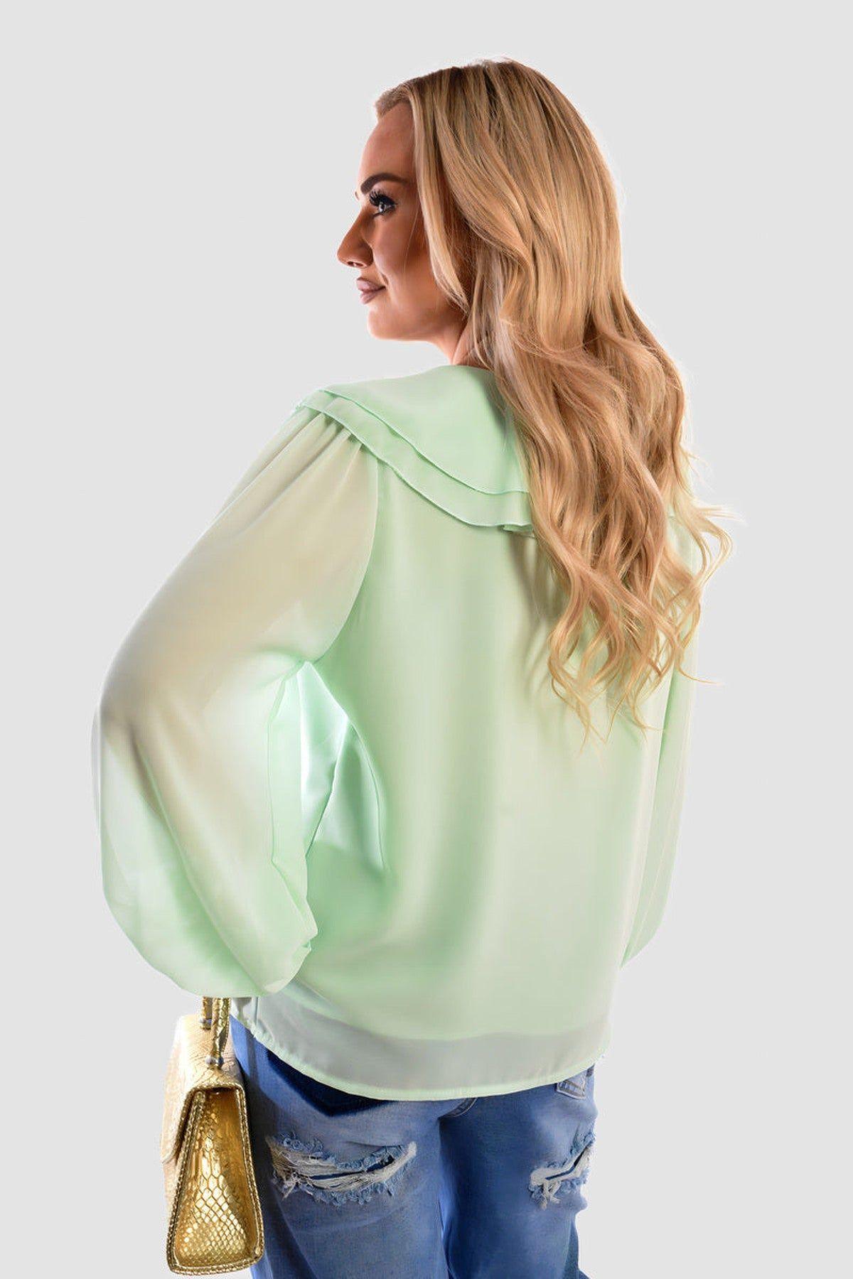 Leyla Ruffle Trim Front Long Sleeve Top by IKRUSH