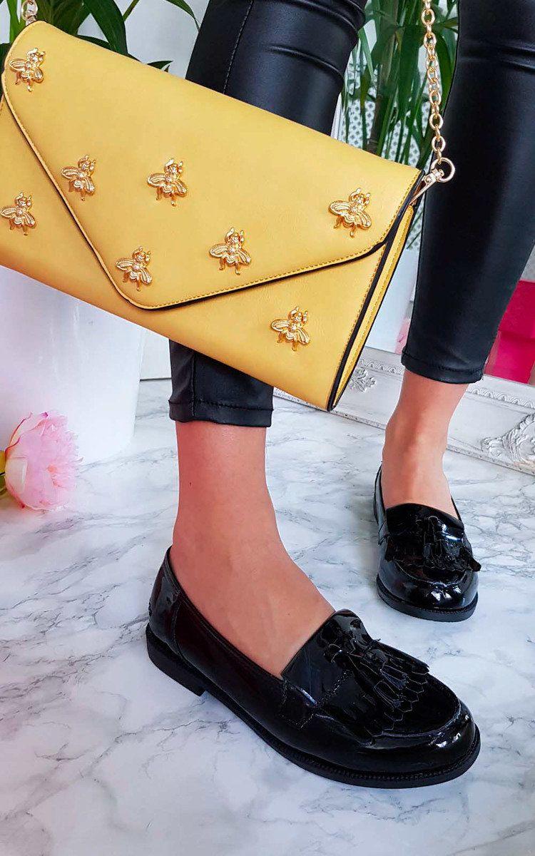 Liana Patent Tassel Brogue Flats by IKRUSH
