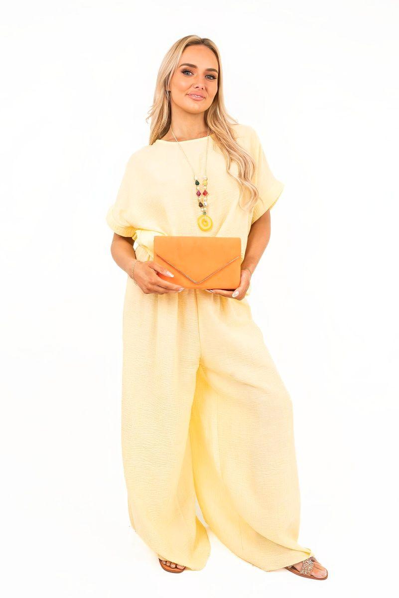 Marinne Loose Fit Short Sleeve Top And Wide Trousers Co-ord Set by IKRUSH