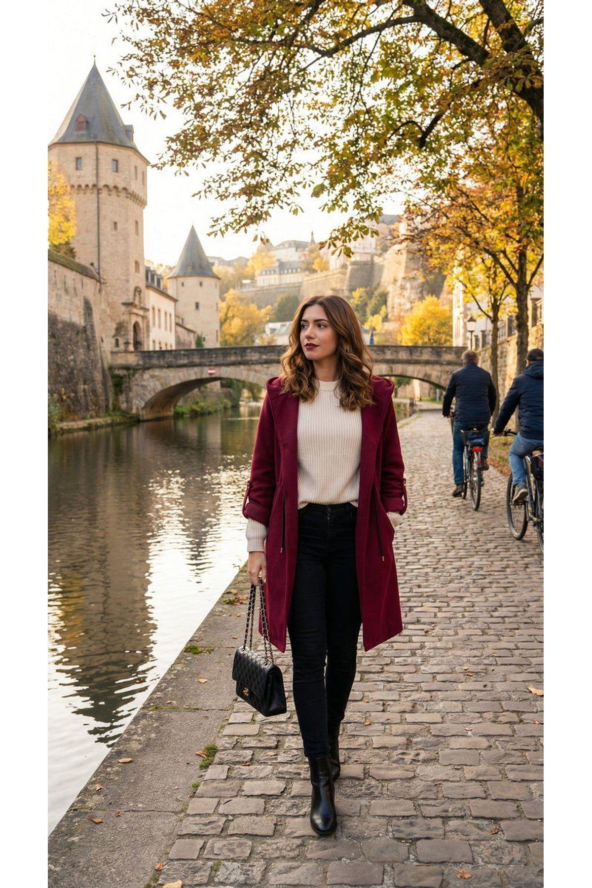 Meira Longline Hooded Coat With Rolled Sleeves by IKRUSH
