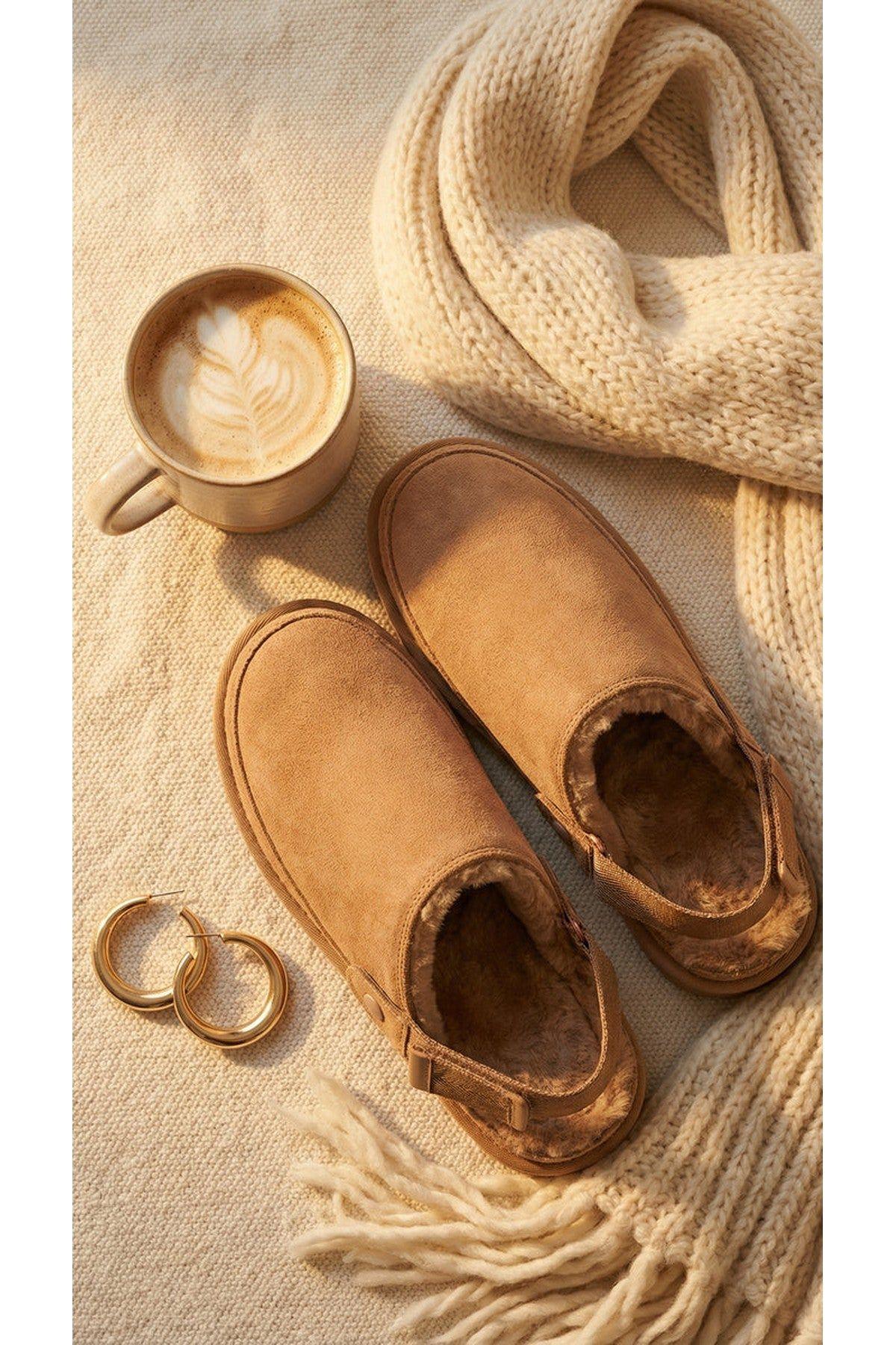Niraya Faux Suede Slingback Mule Slippers With Cuff Strap by IKRUSH
