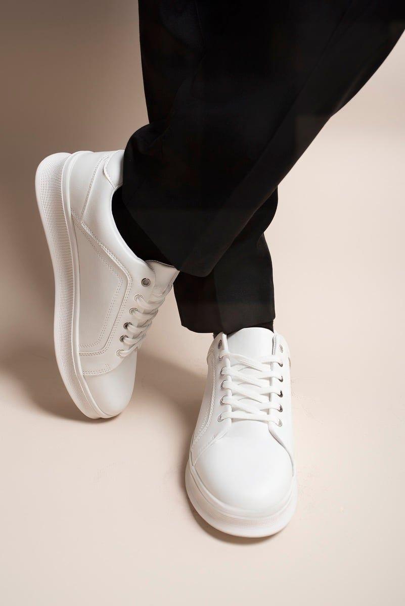 Noah Low Top Faux Leather Lace Up Trainers For Men by IKRUSH