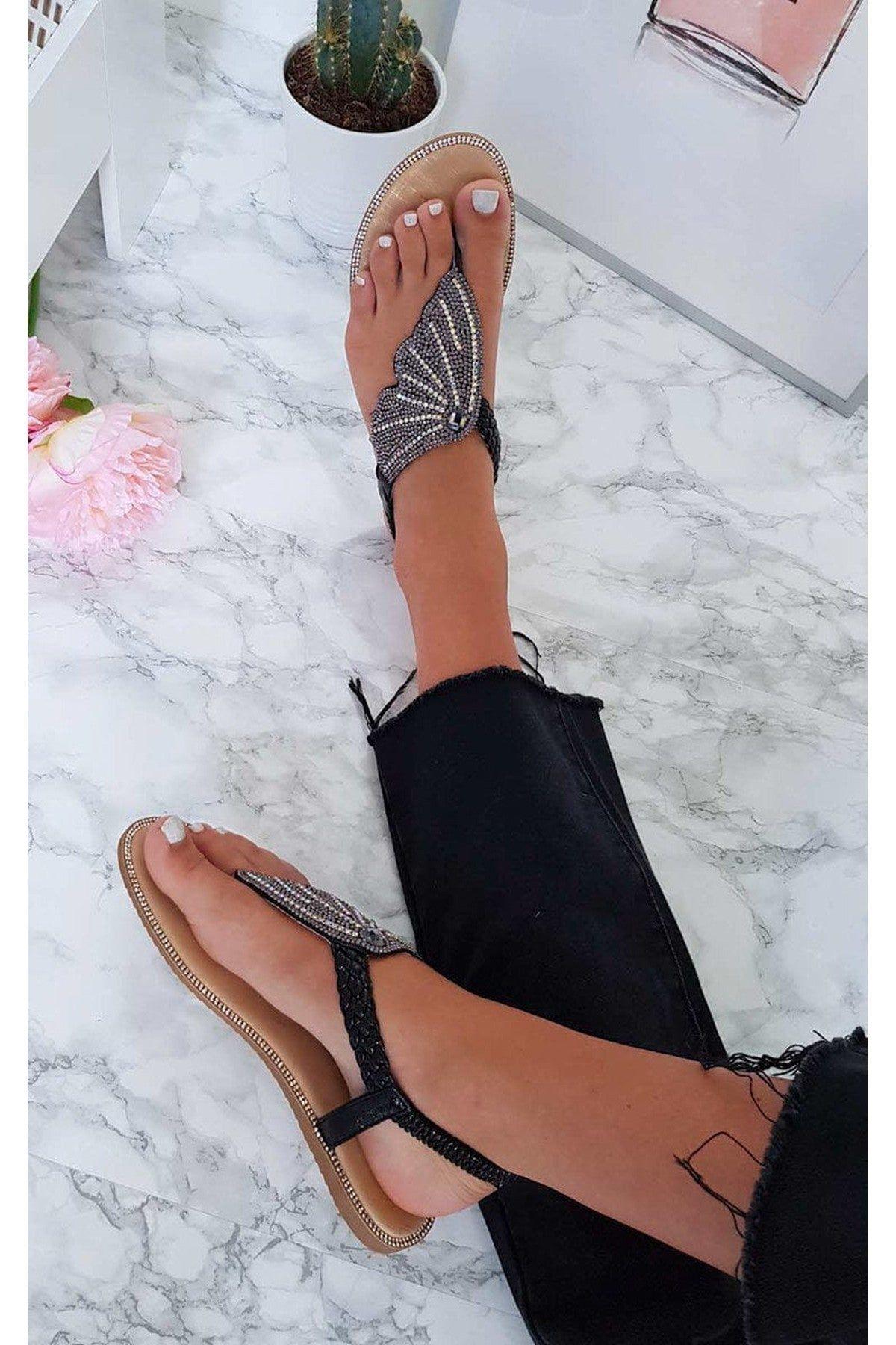 Orlagh Diamante Embellished Sandals by IKRUSH