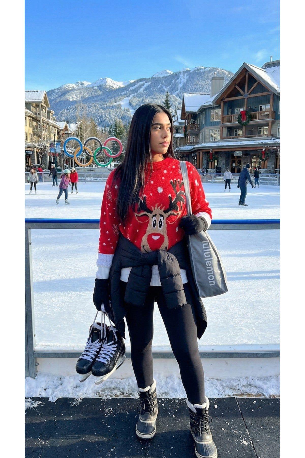 Ravella Reindeer Christmas Knitted Jumper by IKRUSH