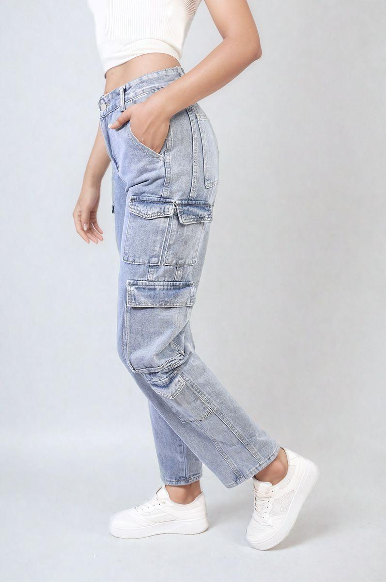 Regina Multi Flap Pockets Cargo Jeans by IKRUSH