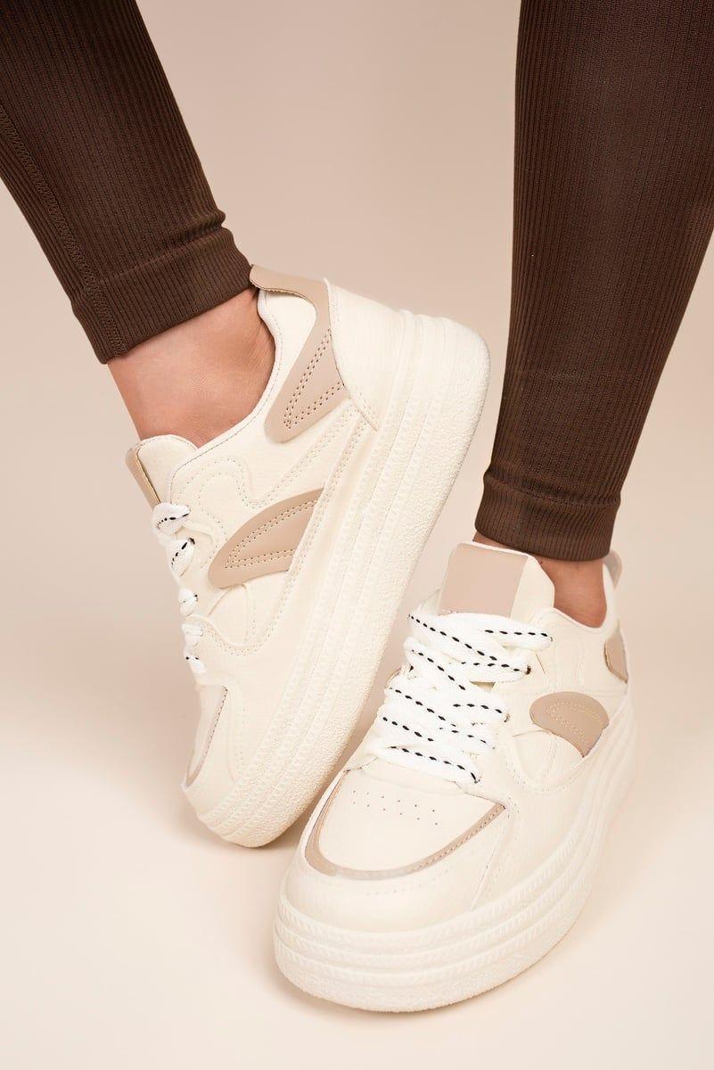 Salira Chunky Panelled Lace Up Trainers With Contrast Detail by IKRUSH