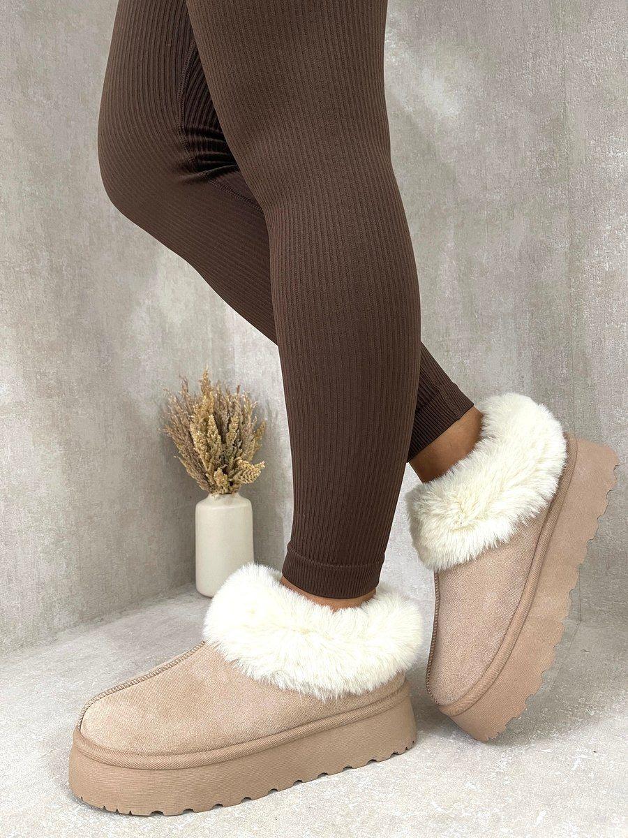 Shella Faux Fur Trim Platform Ankle Boots by IKRUSH