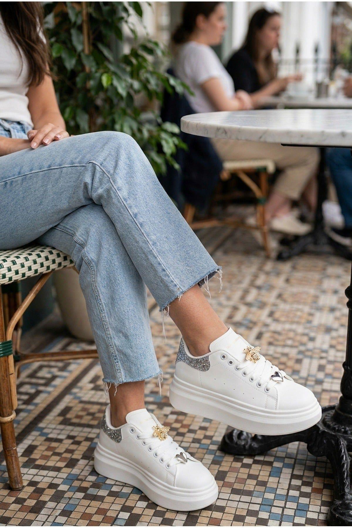 Sloane White Platform Trainers by IKRUSH