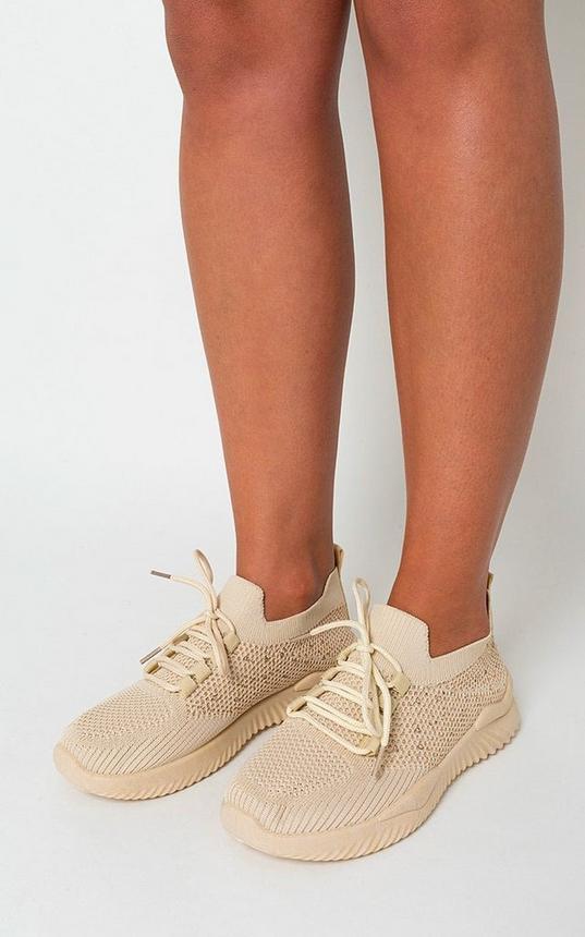 Teodora Lace Up Diamante Detail Slip On Sock Trainers by IKRUSH