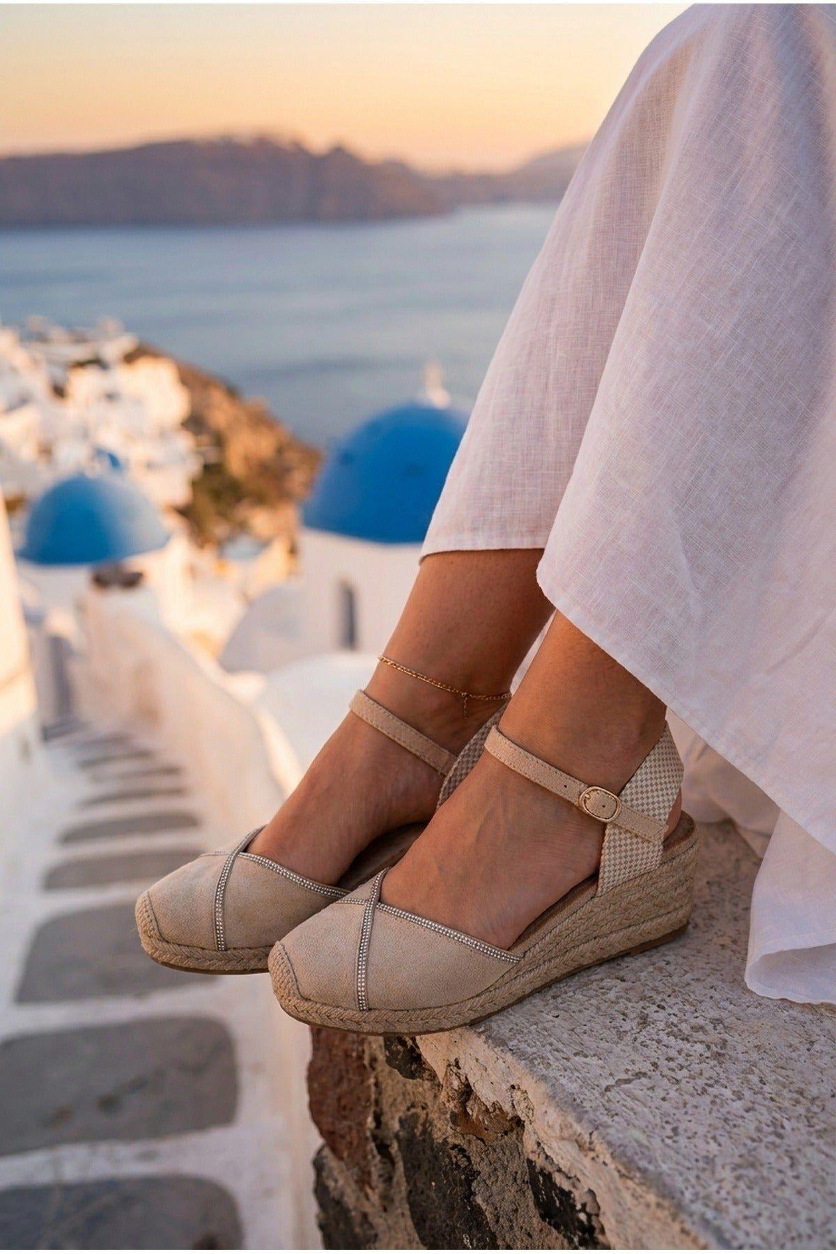 Tula Rhinestone Trim Espadrille Wedges by IKRUSH