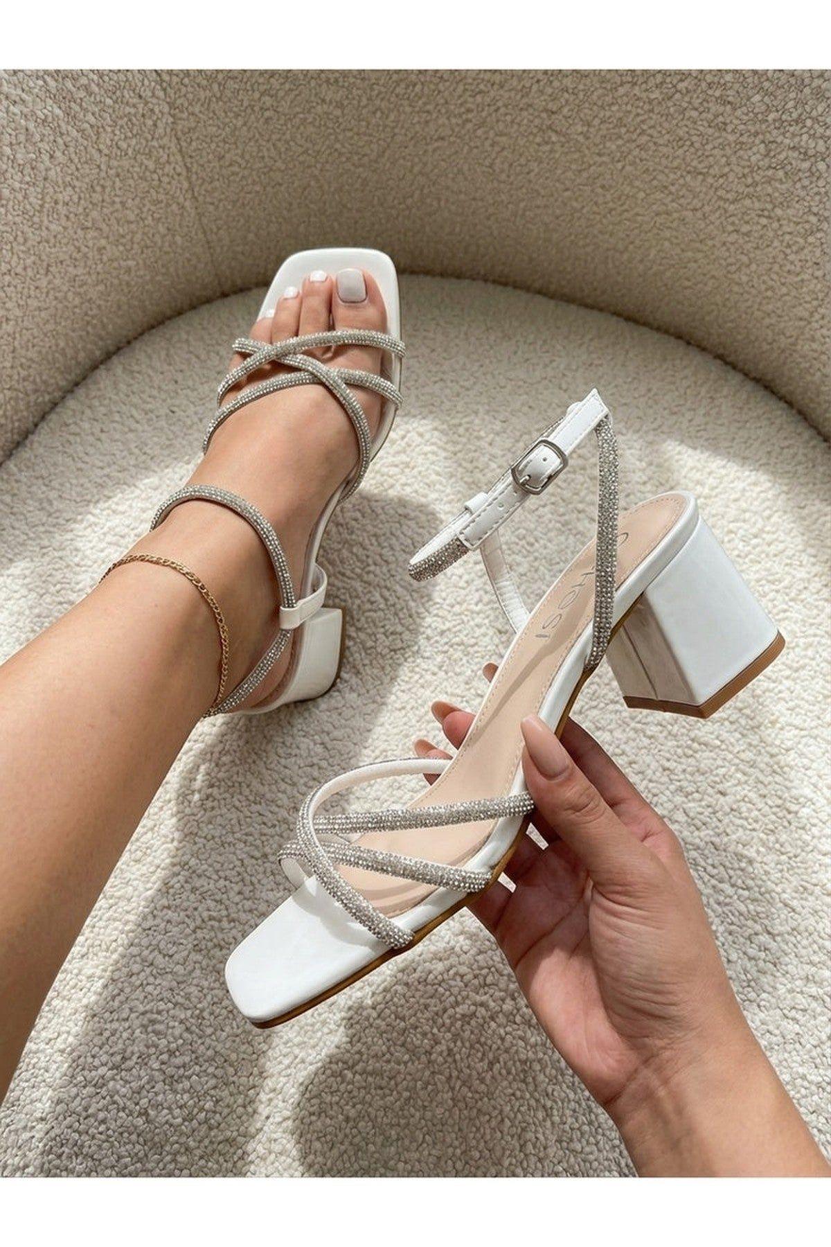 Willow Rhinestone Block Heel Sandals by IKRUSH
