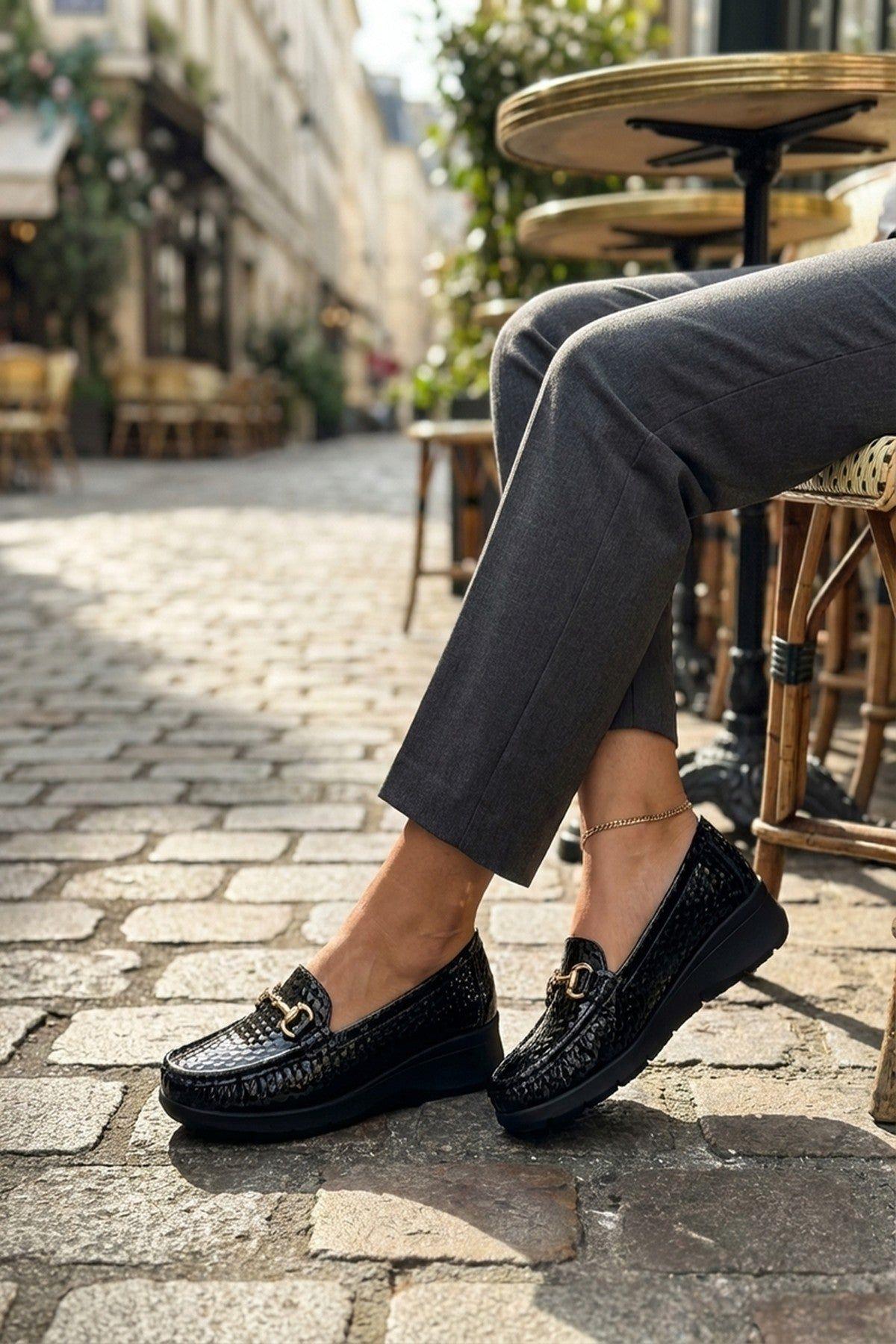 Womens Patent Horsebit Platform Loafers by IKRUSH