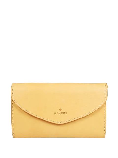 buttoned-flap leather clutch by IL BISONTE