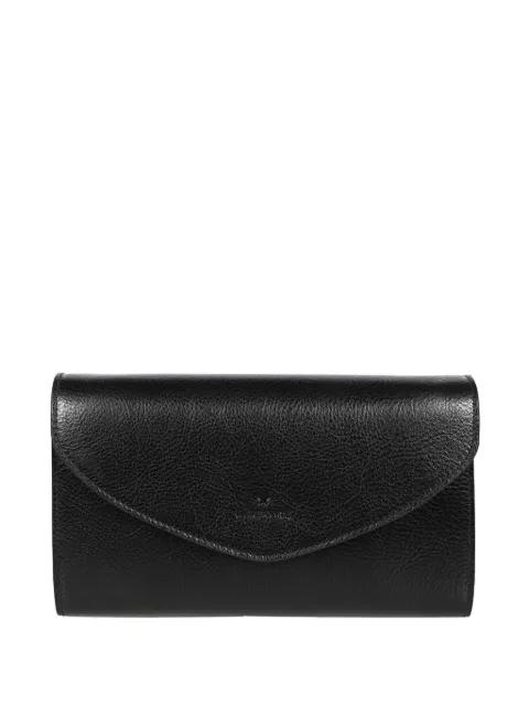 buttoned-flap leather clutch by IL BISONTE