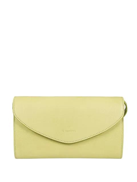small flap-fastening leather clutch bag by IL BISONTE