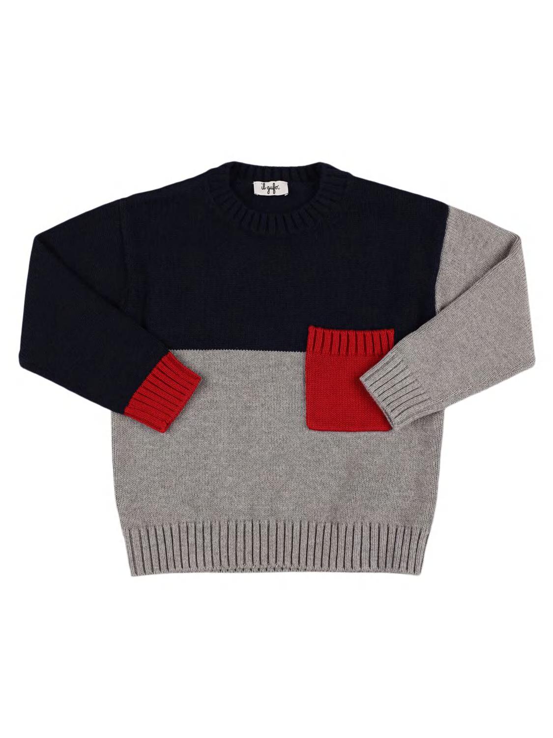 Color Block Cotton Knit Sweater by IL GUFO