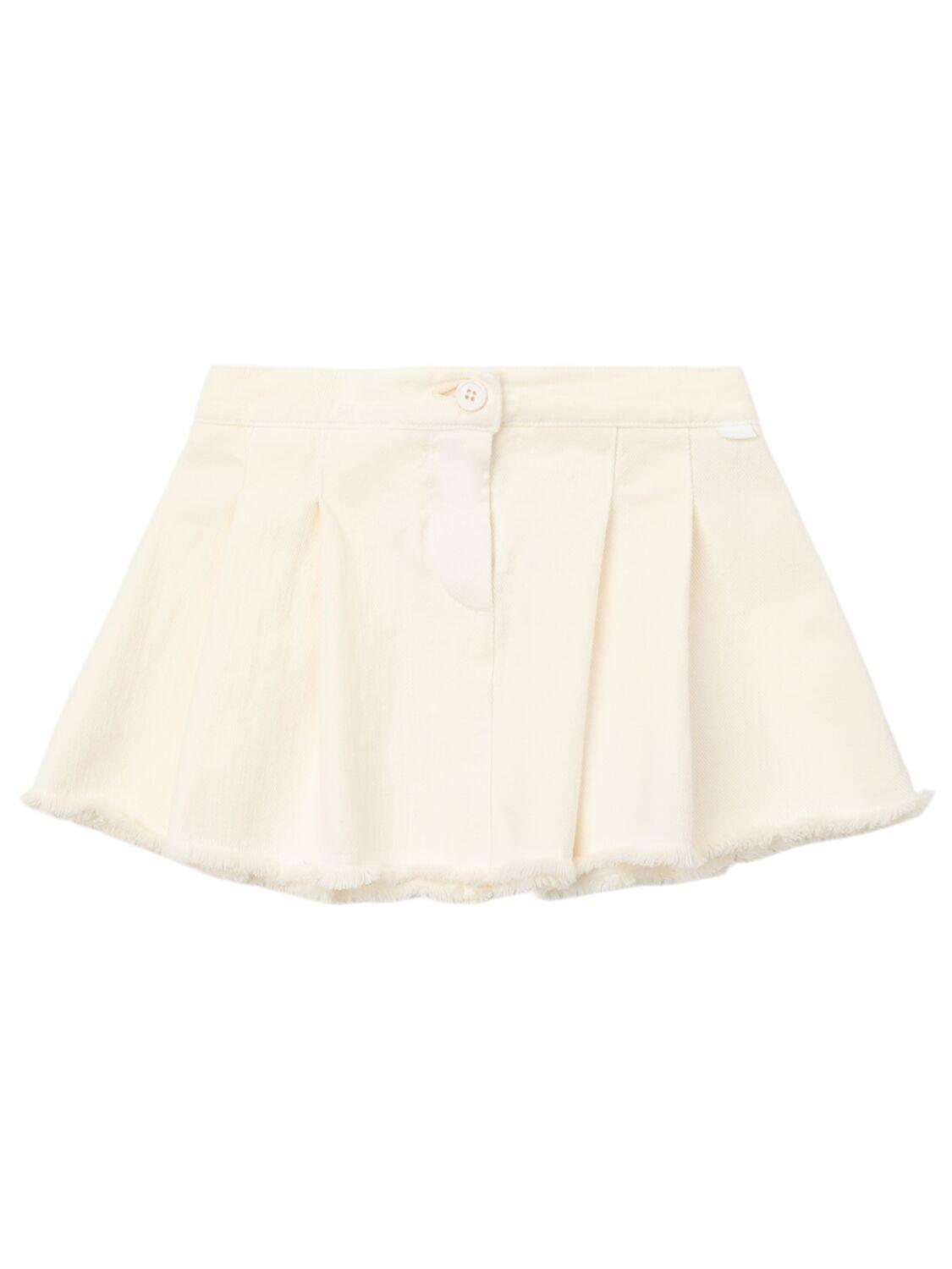 Pleated Cotton Drill Mini Skirt by IL GUFO