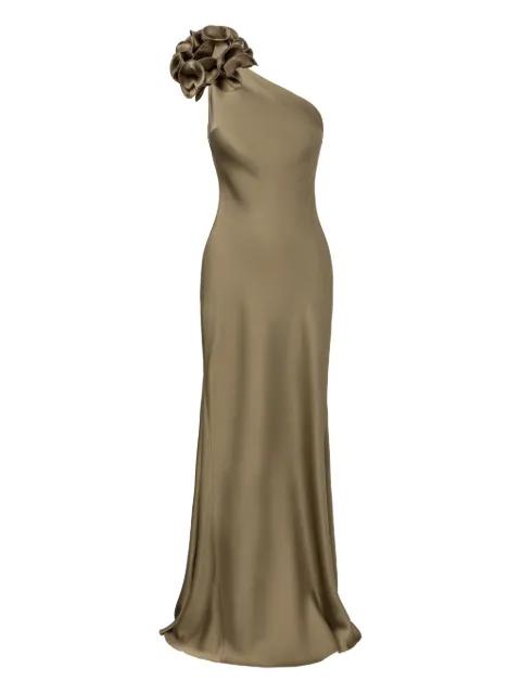 flower-appliqué one-shoulder dress by IL VOLO