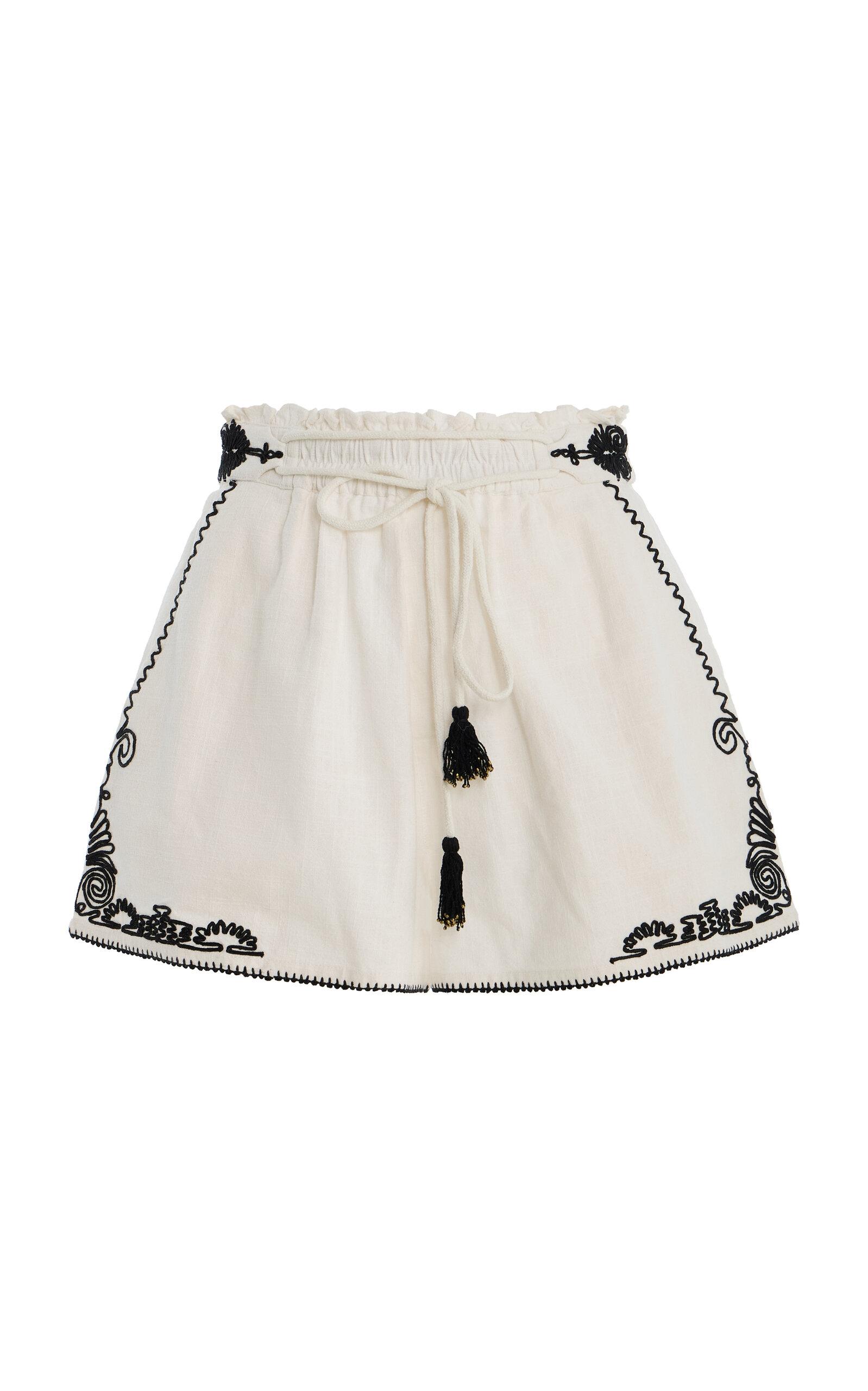 Ilio Nema Diana Dori-Embroidered Cotton Shorts -oda Operandi by ILIO NEMA