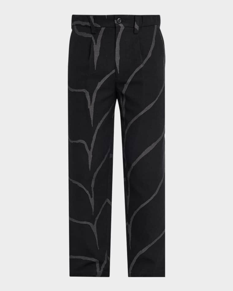 Earth Abstract Cotton Mid-Rise Straight-Leg Pants by IM MEN