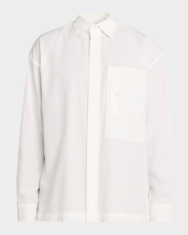 Men's Cotton and Linen Button-Down Shirt by IM MEN