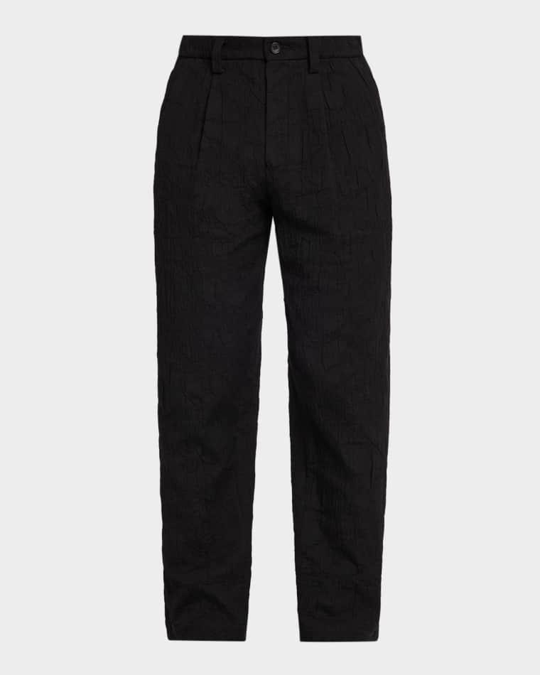 Men's Shrink Jacquard Pleated Trousers by IM MEN