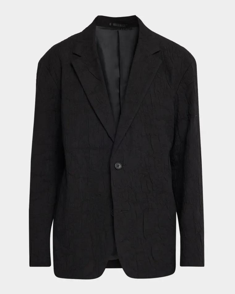 Men's Shrink Jacquard Single-Breasted Blazer by IM MEN