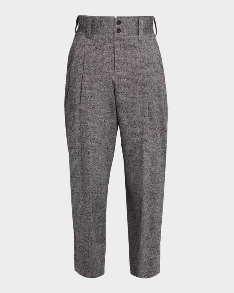 Men's Textures Linen Pleated Trousers by IM MEN