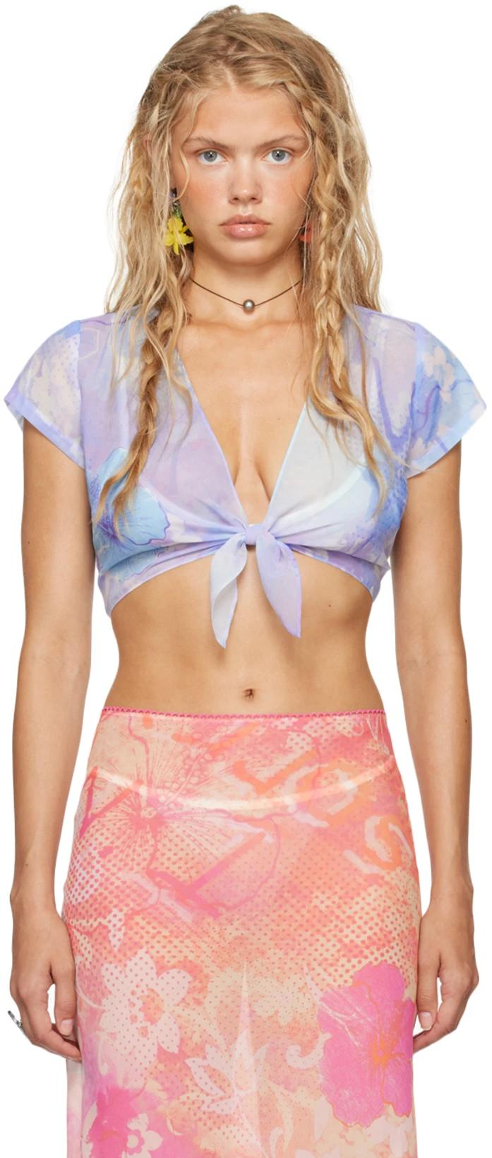 SSENSE Exclusive Blue Mimi Wade Edition Holiday Tie Top by I'M SORRY BY PETRA COLLINS