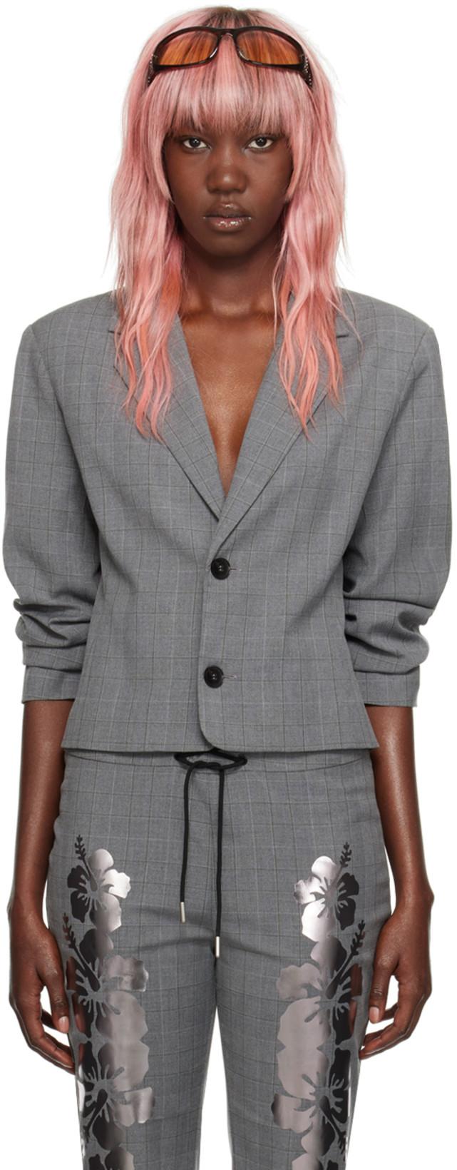 SSENSE Exclusive Gray Mimi Wade Edition Shrunken Blazer by I'M SORRY BY PETRA COLLINS