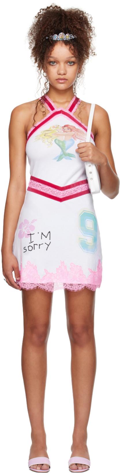 SSENSE Exclusive White Mimi Wade Edition Kitty Minky Minidress by I'M SORRY BY PETRA COLLINS