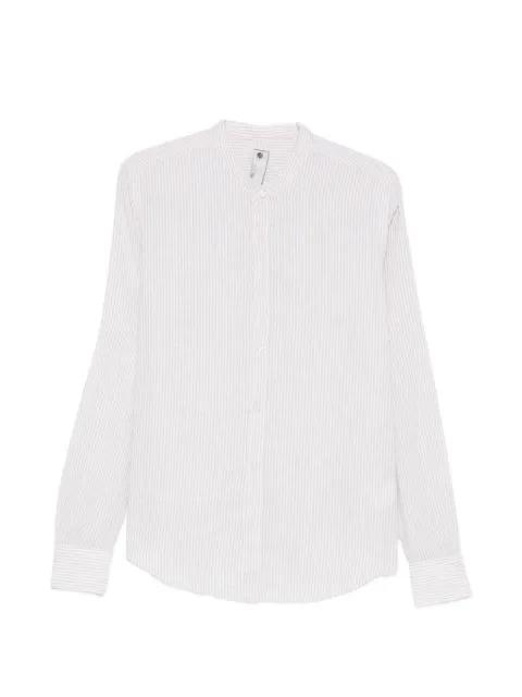 vertical-stripe band-collar shirt by IMPERIAL
