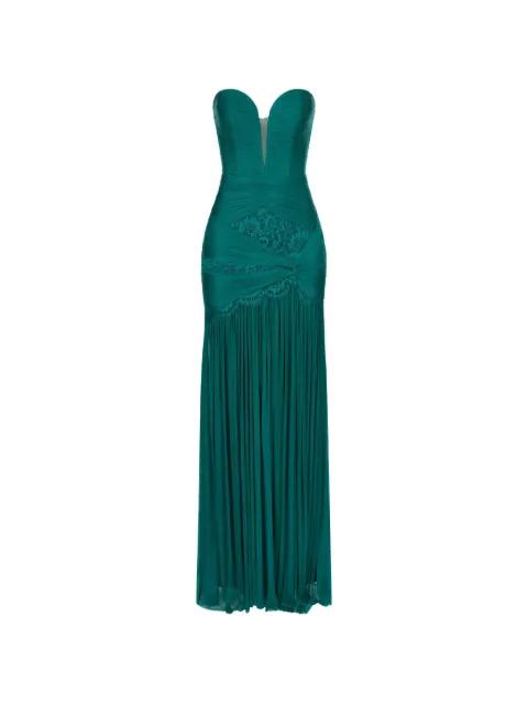 Emerald Forest lace-detail strapless maxi dress by IMROSKA