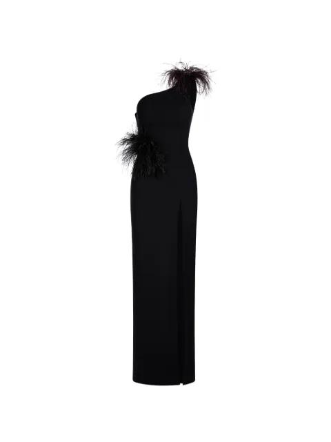 Imroska 16 feather-detail one-shoulder maxi dress by IMROSKA