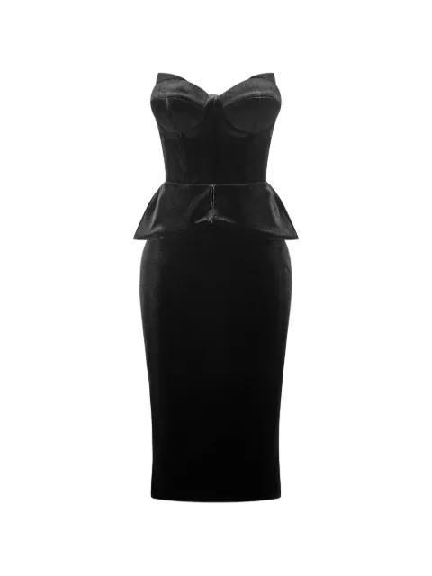 Velvet 22 peplum strapless midi dress by IMROSKA