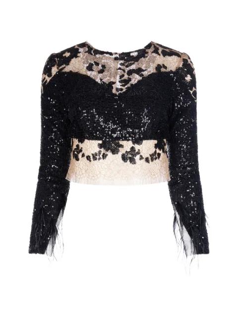 Zebra Dune sequin-embellished lace blouse by IMROSKA