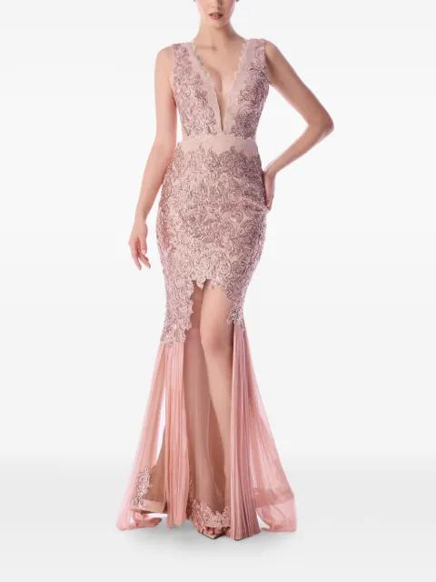 sequin-embellished lace dress by IMROSKA