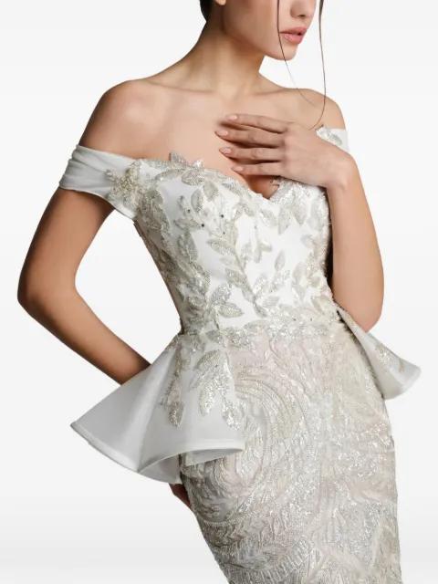sequin-embellished peplum maxi dress by IMROSKA