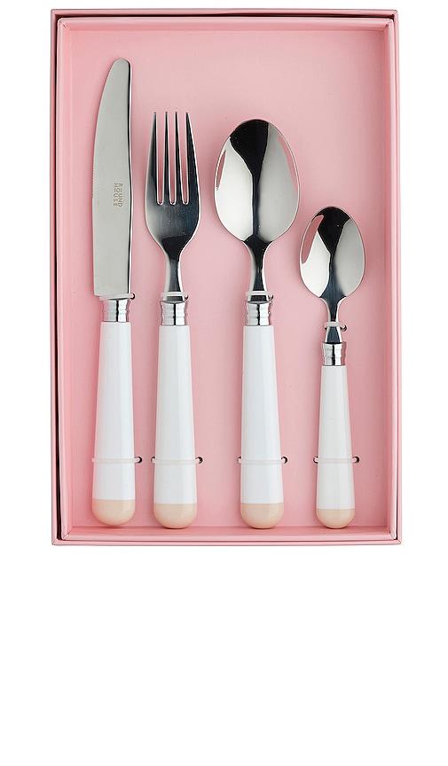 In The Roundhouse White Dipped 16 Piece Cutlery Set in Pink by IN THE ROUNDHOUSE