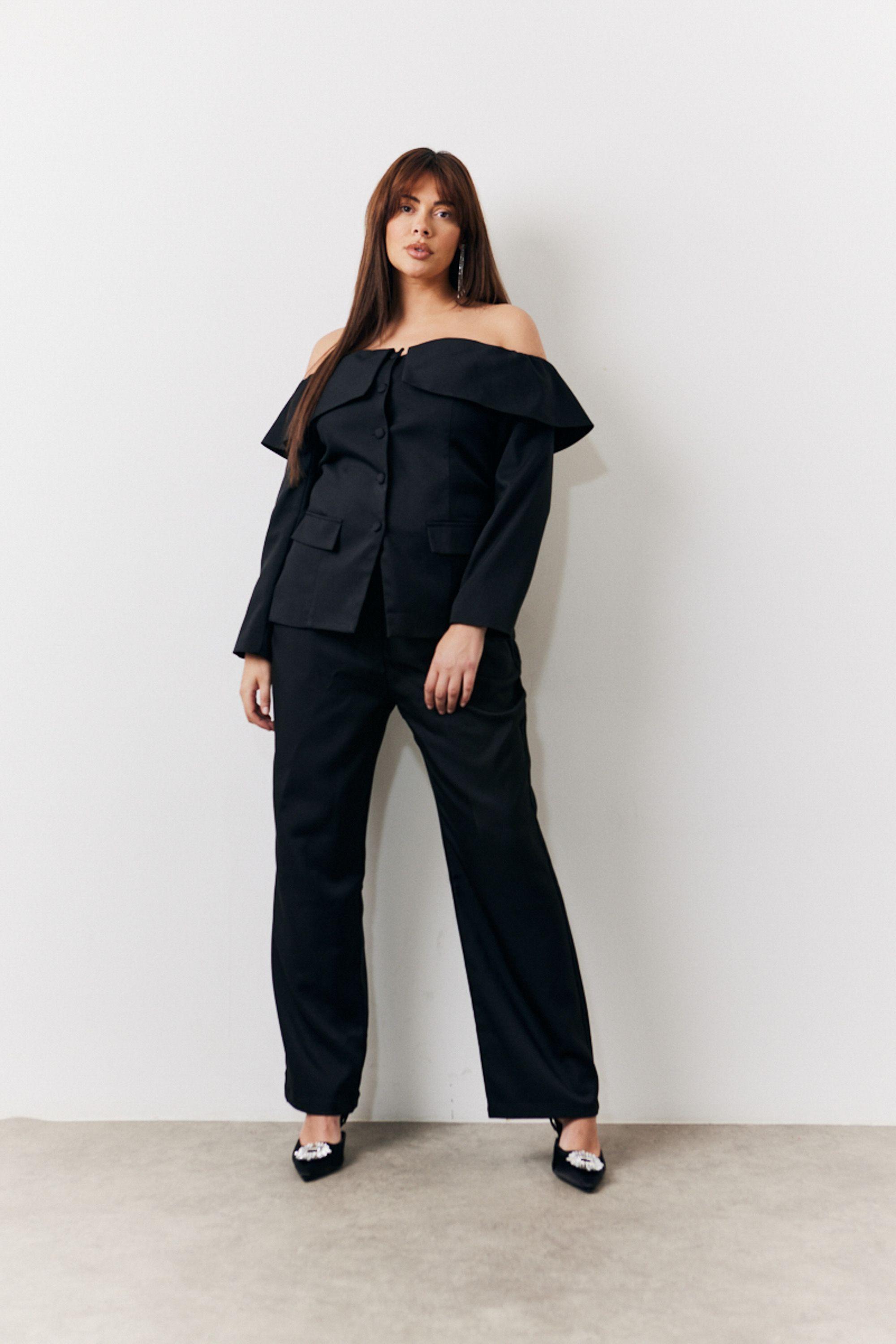 Black Bardot Button Through Blazer by IN THE STYLE