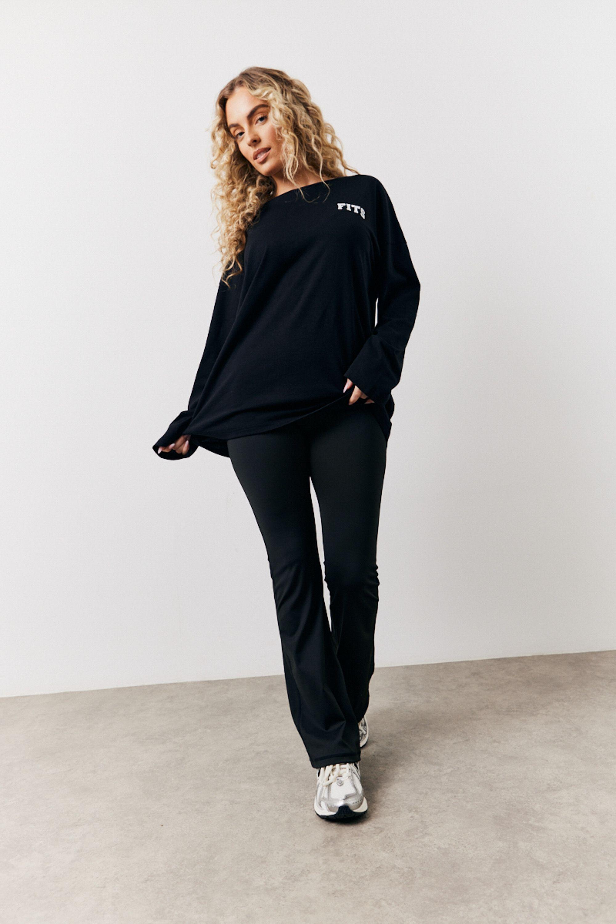 Black Flare Leg High Waisted Yoga Trousers by IN THE STYLE