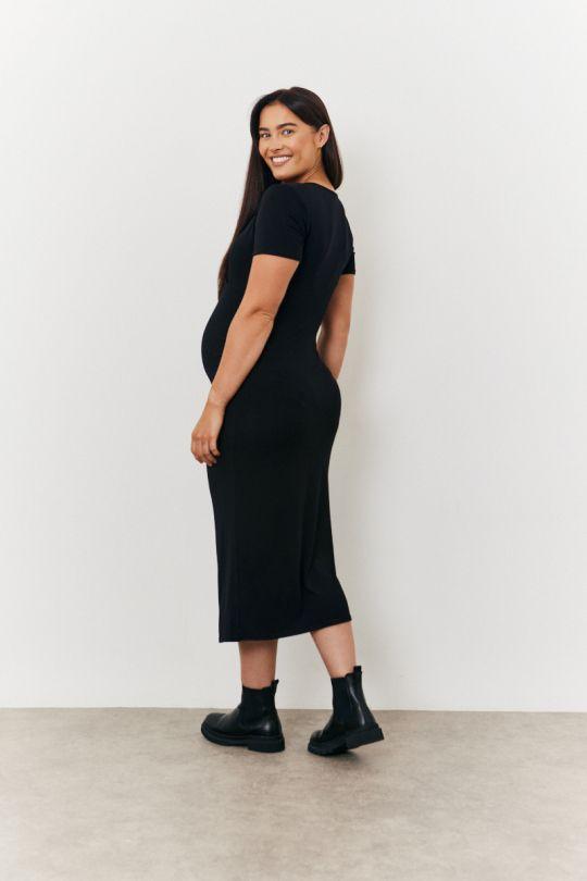 Black Maternity Short Sleeve Midi Wrap Dress by IN THE STYLE