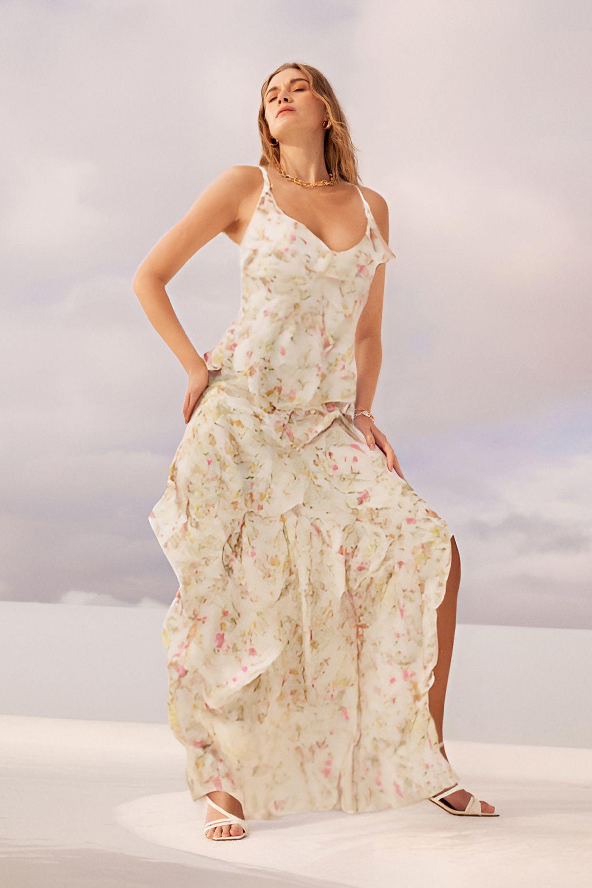 Floral Frill Maxi Dress by IN THE STYLE
