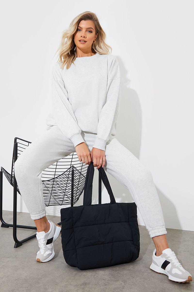 Grey Crew Neck Fleeceback Sweater by IN THE STYLE