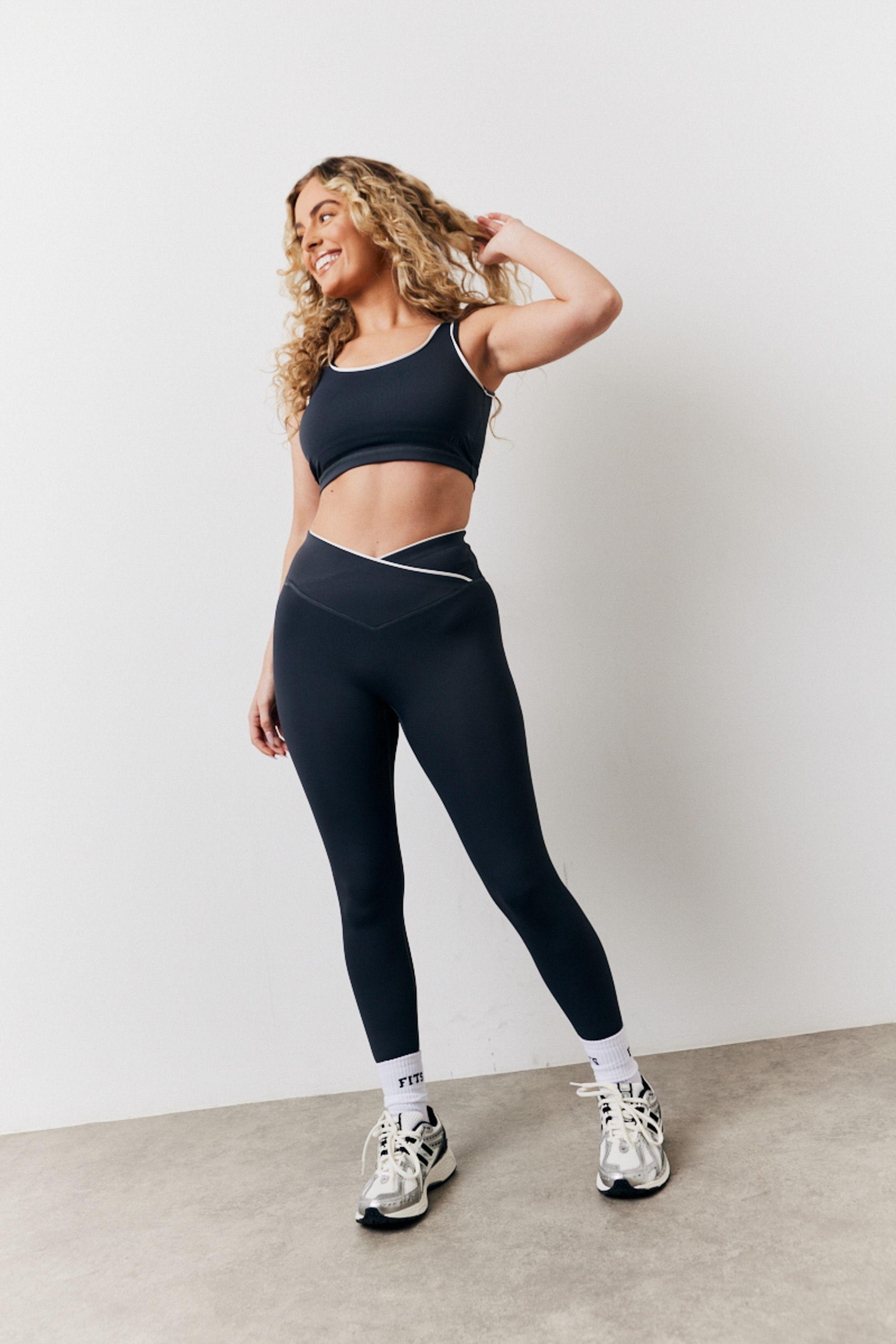 Indigo Blue Contrast Piping Wrap Leggings by IN THE STYLE